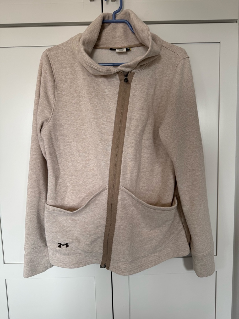 Under Armour Light Beige loose fit Zip-Up Hoodie
